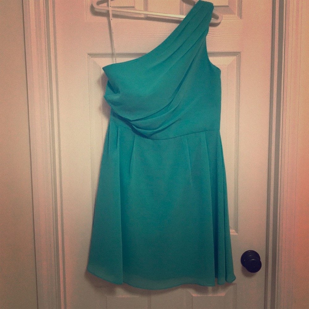 NWT one-shoulder teal bridesmaids dress